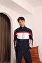 Men's Navy Blue Special Series Red and White Striped Detail Tracksuit Set - 6