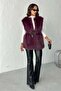 Faux Fur Vest Plum - 2