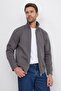 Unisex Relax Fit Comfortable Cut Cotton 3 Thread Fleece Inside Zippered Pocket Gray Sweatshirt Cardigan - 5