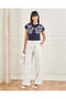 Women Navy Drop Shoulder Print T-Shirt - 2