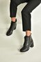 V468281603 Black Genuine Leather Thick Heeled Lace-Up Women's Boots