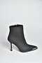 V820200504 Black Fabric Thin Heeled Pointed Toe Ankle Boots - 5
