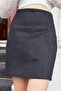 Women's Stretch Fabric Suede Fabric Lightweight Mini Zippered Above-Knee Pencil Skirt-Black - 6