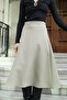 Women's High Waist Below Knee Light Stretch Fabric Fabric A-Line Skirt-Light Mink - 2