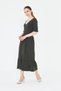 Women's Knitwear Banded V-Neck Short Sleeve Wool Viscose Dress - 4