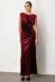 Drawstring Waist Maxi Velvet Dress 4141 - 2