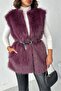 Faux Fur Vest Plum - 3