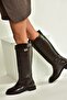 V973720909 Brown Classic Low-Heeled Women's Boots - 2
