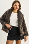 Women's Black Gray Premium Faux Fur Jacket 60251922