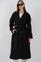 Women's Belted Cashmere Coat 9161 - Black - 3