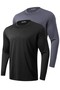 2-Pack Men's 100% Cotton Stretch Fabric Sports Running Casual Training Long Sleeve Combed Cotton T-Shirt