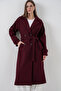 Women's Belted Cashmere Coat 9161 - Burgundy - 3