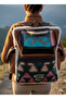 Handwoven Wool & Nubuck Leather Backpack – Kilim Patterned, Lined, with Flap Side Pockets