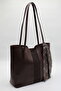 Women's Brown Large Size Scarf-Detail Nested Hand, Arm and Shoulder Bag - 5