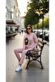 Women's Soft Touch Teddy Bear Patterned 100% Cotton Sweatshirt - Casual Fit - Cream/Pink - 2