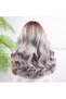 Light Auburn Grey Ombre Wide Wavy Fibre Synthetic Tulle Wig with Baby Hair - 5