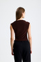 Sandy Fabric Sleeveless Blouse with Cross-Gathering Detail - 7