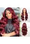 Red Brown Fiber Synthetic Wide Wavy Tulle Wig