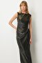 Shiny Fabric Maxi Length Evening Dress 25Yekl05092 - 2