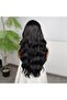 Dark Black Water Wave Fiber Synthetic Tulle Wig - 5