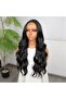 Dark Black Water Wave Fiber Synthetic Tulle Wig - 4