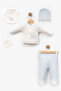 Trendy Cute Bears Patterned Baby 5-Piece Newborn Hospital Release Bodysuit Set