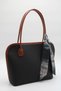 Women's Black-Tan Large Size Scarf Detailed Zippered Hand, Arm and Shoulder Bag