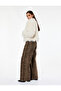 Snake Patterned Buttoned Regular Waist Wide Leg Trousers - Wide Leg Jeans - 2