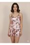 Satin Pajama Set with Suspender Shorts