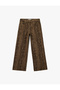 Snake Patterned Buttoned Regular Waist Wide Leg Trousers - Wide Leg Jeans - 4