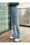 Bt12966532 Women's 90's Blue Snow Wash High Waist Stretch Fabric Stretchy Flared Denim Pants Jeans - 2