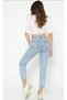 Bt16008423 Women's High Waist Blue Snow Wash Stretch Fabric Mom Jeans Pants - 3