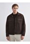 Lcw Vision Brown Shirt Collar Suede Men's Jacket