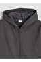 Lcw Kids Anthracite Hooded Boy's Zippered Sweatshirt