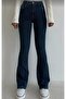 Bt11617657 Flared Navy Blue High Waist Comfort L Stretch Fabric Denim Trousers Jeans - 2