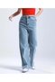 Bt11861984 Women's 90's Wide Leg Blue Snow Wash High Waist Comfort Stretch Fabric Denim Pants Jeans - 2