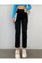 Bt14645784 Women's Non-Fading Black High Waist Boyfriend Jeans Pants