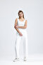 High Waist Scuba Pants with Front Seam - 6