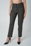Women's Brown Checkered High Waist Pencil Detailed Carrot Cut Fabric Trousers - 3
