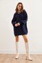 Women's Navy Blue Balloon Sleeve Soft Textured Knit Tunic Dress Elb-19002560 - 2