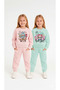 Girl's Printed Winter Fleece-Lined Sweatshirt / Tracksuit Set