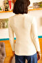 Women's Ecru Half Fisherman Fleece-Lined Flexible Blouse Blz-19003152 - 5