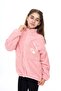 Girl's Mock Neck Zippered Pockets Off Shoulder Embroidery Printed Plush Cardigan - 2