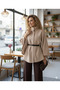 Latte - Belt Detailed Cashmere Poncho