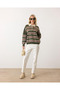Khaki - Retro Thick Striped Buttoned Polo Neck Knit Sweater - 6