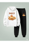 Children's Hooded Sweet Printed 3 Thread Ş Fleece-Lined Sweatshirt Tracksuit Set Thick Winter Sports Combination