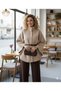 Latte - Belt Detailed Cashmere Poncho - 3