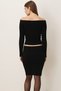 Women's Black Boat Neck Thessaloniki Knitwear Two-Piece Set with Skirt Arm-26K136032 - 5