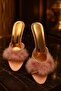 Premium Powder Satin Feather Heeled Slippers – Luxurious Night & Home Elegance, Elegant Feminine Design - 3