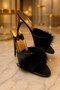 Premium Black Satin Feather Heeled Slippers – Luxurious Night & Home Elegance, Elegant Feminine Design - 2